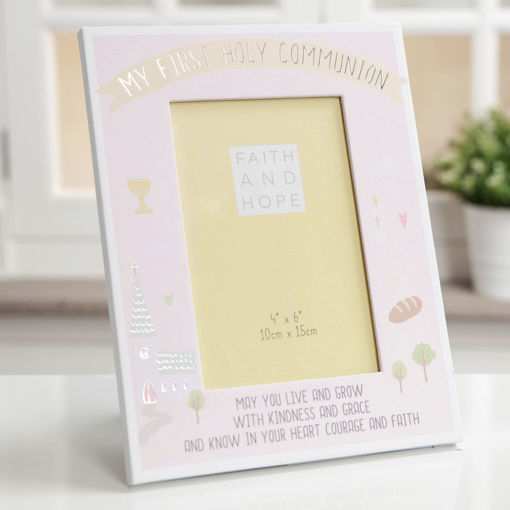 Picture of FIRST COMMUNION FRAME PINK 4 X 6 INCHES